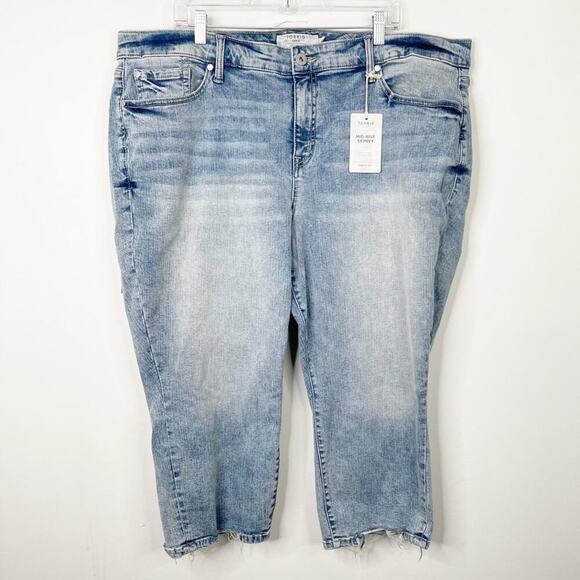 NWT TORRID Crop Skinny Vintage Stretch Mid-Rise Blue Denim Jeans Sz. 24 - Picture 4 of 5